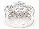 Pre-Owned White Cubic Zirconia Rhodium Over Sterling Silver Ring 15.12ctw