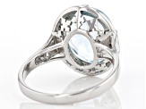Pre-Owned Blue Topaz Rhodium Over Sterling Silver Ring 6.00ct