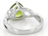 Pre-Owned Green Peridot Rhodium Over Silver Ring 2.61ctw