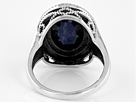 Pre-Owned Blue Sapphire Sterling Silver Ring 6.00ctw