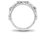 Pre-Owned Enchanted Disney Mulan Bamboo Ring White Diamond Rhodium Over Silver 0.10ctw