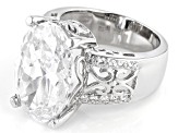 Pre-Owned White Cubic Zirconia Rhodium Over Sterling Silver Ring 18.30ctw