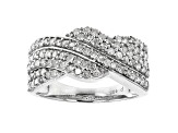 Pre-Owned White Diamond Rhodium Over Sterling Silver Ring 0.92ctw