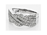 Pre-Owned White Diamond Rhodium Over Sterling Silver Ring 0.92ctw