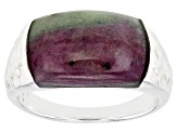 Pre-Owned Red Ruby-Zoisite Rhodium Over Silver Band Ring