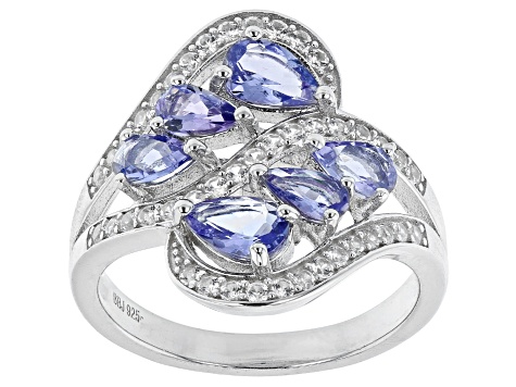 Pre-Owned Blue tanzanite rhodium over sterling silver ring 1.84ctw