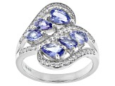 Pre-Owned Blue tanzanite rhodium over sterling silver ring 1.84ctw