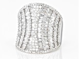 Pre-Owned White Cubic Zirconia Rhodium Over Sterling Silver Ring 6.37ctw