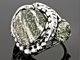 Pre-Owned Green Zebra Jasper Sterling Silver Ring