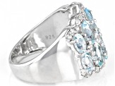 Pre-Owned Blue Aquamarine Rhodium Over Silver Band Ring 4.03ctw