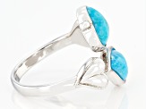 Pre-Owned Blue Turquoise Rhodium Over Silver Ring