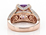 Pre-Owned Lavender And White Cubic Zirconia 18k Rose Gold Over Sterling Silver Ring 9.09ctw