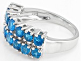 Pre-Owned Blue Neon Apatite Rhodium Over Sterling Silver Ring 1.27ctw