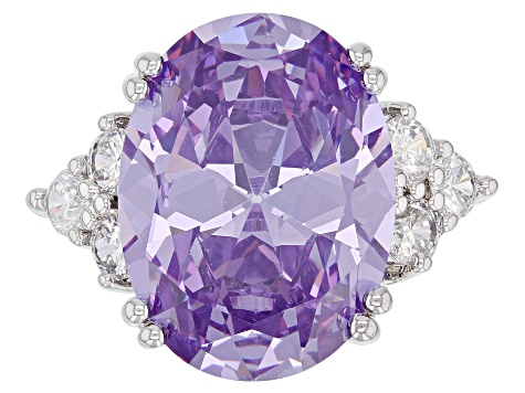 Pre-Owned Purple And White Cubic Zirconia Silver Ring 16.13ctw (9.98ctw DEW)