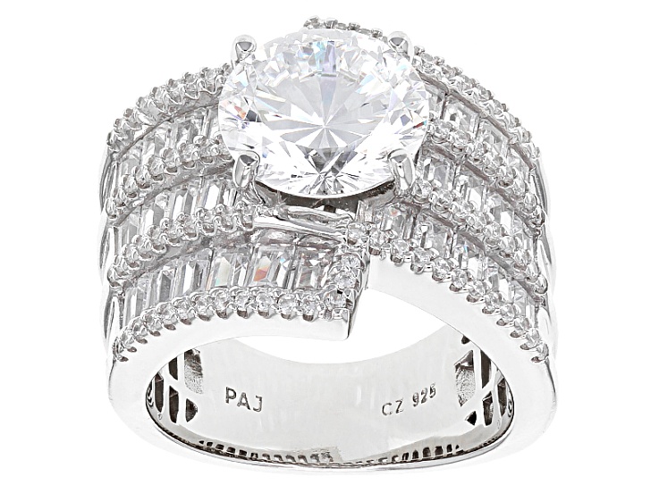 Pre-Owned White Cubic Zirconia Rhodium Over Sterling Silver Ring 10.63ctw