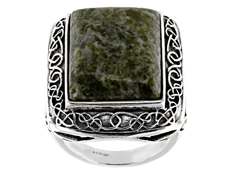 Pre-Owned  Green Connemara Marble Silver Ring