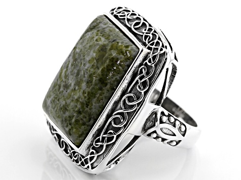 Pre-Owned  Green Connemara Marble Silver Ring