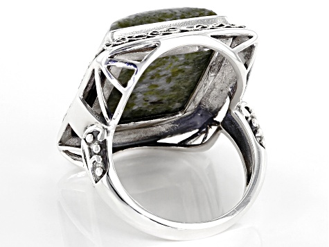 Pre-Owned  Green Connemara Marble Silver Ring