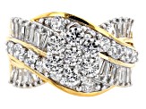 Pre-Owned White Cubic Zirconia 18K Yellow Gold Over Sterling Silver Cluster Ring 4.50ctw