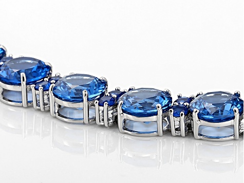 Pre-Owned Blue Lab Spinel Sterling Silver Bracelet 42.71ctw