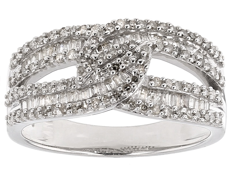 Get the PreOwned Rhodium Over Sterling Silver Diamond Ring .75ctw from