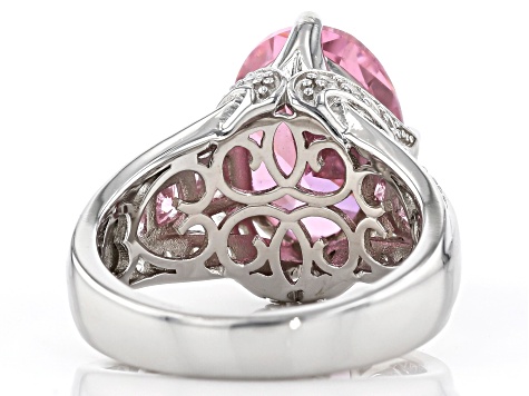 Pre-Owned Pink and White Cubic Zirconia Rhodium Over Sterling Silver Ring 8.51ctw