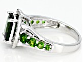 Pre-Owned Green chrome diopside rhodium over silver ring 3.11ctw
