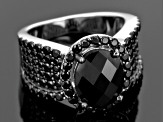 Pre-Owned Black Spinel Sterling Silver Ring 4.25ctw