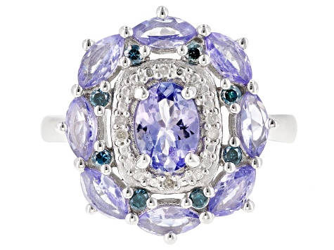 Pre-Owned Blue tanzanite rhodium over sterling silver ring 1.77ctw