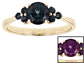 Pre-Owned Blue Lab Created Alexandrite 10k Gold Ring 1.10ctw