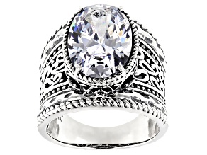 Pre-Owned White Cubic Zirconia Rhodium Over Sterling Silver Ring 13.30ctw