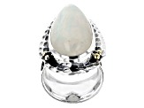 Pre-Owned White Rainbow Moonstone Silver Ring