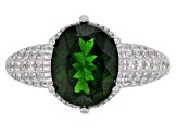 Pre-Owned Green Chrome Diopside Rhodium Over Sterling Silver Ring 3.21ctw