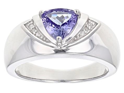 Pre-Owned Blue tanzanite rhodium over silver ring .84ctw