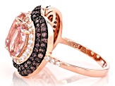 Pre-Owned Morganite Simulant, Brown, And White Cubic Zirconia 18K Rose Gold Over Sterling Silver Rin