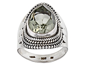 Pre-Owned Green Prasiolite Sterling Silver Ring 5.00ct