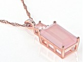 Pre-Owned Pink rose quartz 18k rose gold over silver pendant with chain