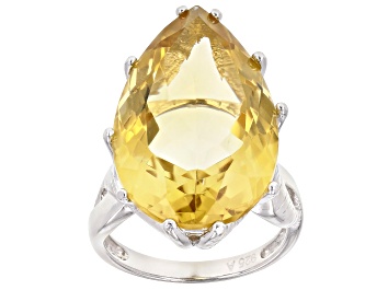 Picture of Pre-Owned Yellow Citrine Rhodium Over Sterling Silver Ring 20.00ct