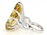 Pre-Owned Yellow Citrine Rhodium Over Sterling Silver Ring 20.00ct