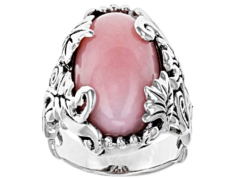Pre-Owned Pink Peruvian opal sterling silver ring