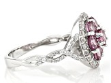 Pre-Owned Pink Blush Garnet Rhodium Over Sterling Silver Cluster Ring 2.15ctw