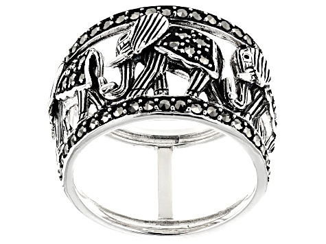 Pre-Owned Gray marcasite sterling silver ring