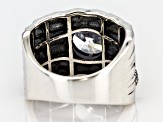 Pre-Owned White Cubic Zirconia Rhodium Over Sterling Silver Center Design Ring 6.47ctw