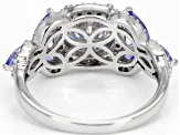 Pre-Owned Moissanite And Tanzanite Platineve Ring 2.02ctw DEW.