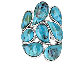 Picture of Pre-Owned Blue turquoise rhodium over sterling silver ring