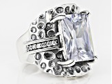 Pre-Owned White Cubic Zirconia Rhodium Over Sterling Silver Center Design Ring 13.92ctw
