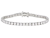Pre-Owned White Cubic Zirconia Rhodium Over Silver Earrings, Necklace, Ring, and Bracelet Set 67.36c