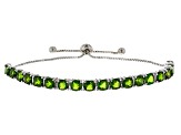 Pre-Owned Green Russian Chrome Diopside Sterling Silver Bolo Bracelet 10.70ctw