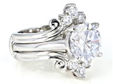 Pre-Owned White Cubic Zirconia Rhodium Over Sterling Silver Center Design Ring with Band 7.34ctw
