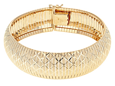 Pre-Owned 18k Yellow Gold Over Bronze Diamond Cut Flex Bangle 6.75 inch